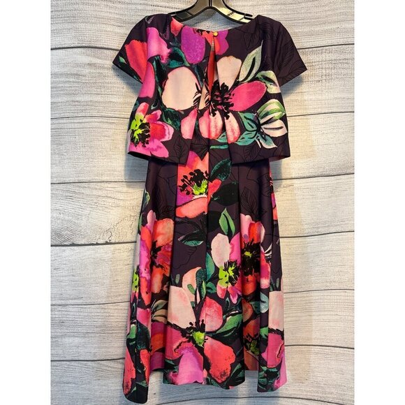 Vince Camuto Floral Print Fit and Flare Dress Size 2 - Picture 4 of 5